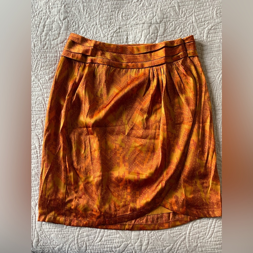 Forever 21 Orange Printed Tulip-Hem Skirt